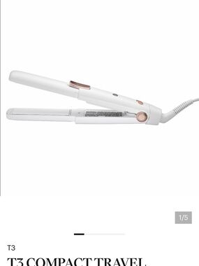T3 Mini Flat Iron in White with Rose Gold Details